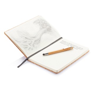 Libreta A5 con bolígrafo touch de bambú personalizada